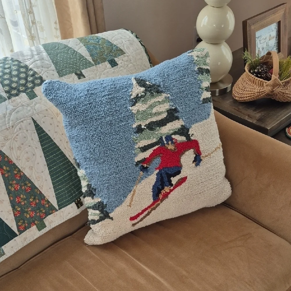 Winter Skiing Decorative Pillow